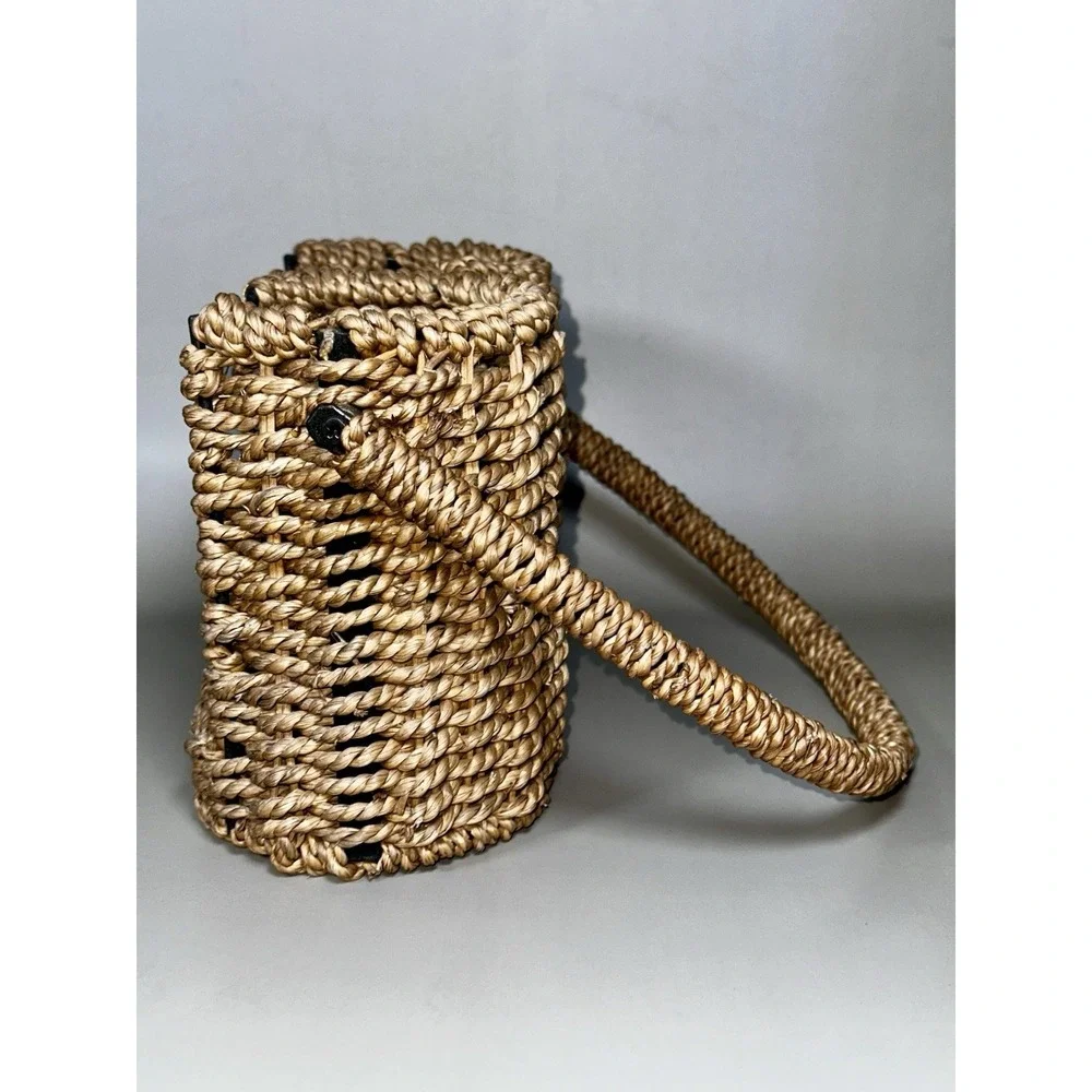 Natural Fiber Woven 2 Bottle Wine Carrier Tote Rustic Seagrass Caddy Gift Basket
